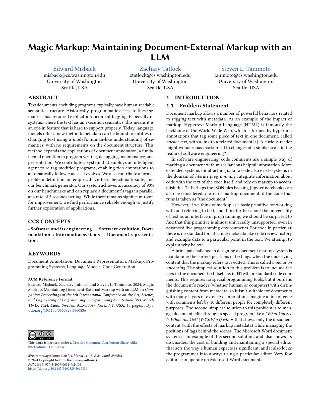 Magic Markup: Maintaining Document-External Markup with an LLM